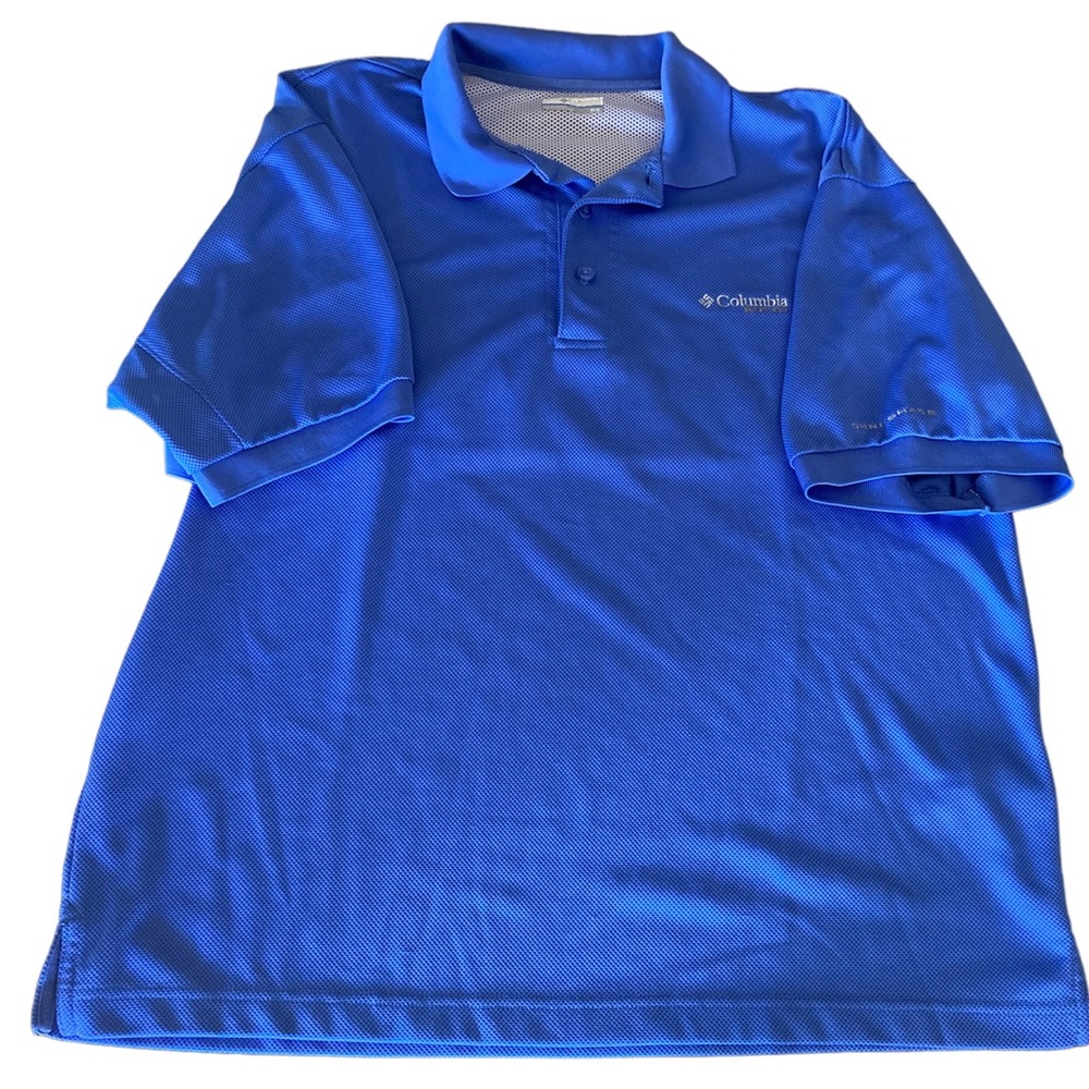 Columbia Men’s Omni-Shield Performance Blue‎ Short-Sleeve Button Shirt, M